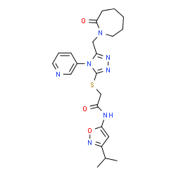 ChemSpider 2D Image | N-(3-Isopropyl-1,2-oxazol-5-yl)-2-({5-[(2-oxo-1-azepanyl)methyl]-4-(3-pyridinyl)-4H-1,2,4-triazol-3-yl}sulfanyl)acetamide | C22H27N7O3S