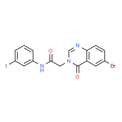 ChemSpider 2D Image | 2-(6-Bromo-4-oxo-3(4H)-quinazolinyl)-N-(3-iodophenyl)acetamide | C16H11BrIN3O2