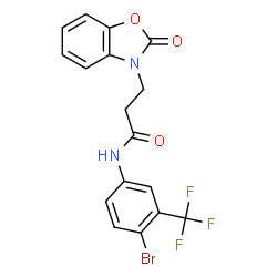 ChemSpider 2D Image | N-[4-Bromo-3-(trifluoromethyl)phenyl]-3-(2-oxo-1,3-benzoxazol-3(2H)-yl)propanamide | C17H12BrF3N2O3