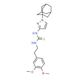 ChemSpider 2D Image | 1-[1-(Adamantan-1-yl)-1H-pyrazol-3-yl]-3-[2-(3,4-dimethoxyphenyl)ethyl]thiourea | C24H32N4O2S