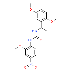 ChemSpider 2D Image | 1-[1-(2,5-Dimethoxyphenyl)ethyl]-3-(2-methoxy-4-nitrophenyl)urea | C18H21N3O6
