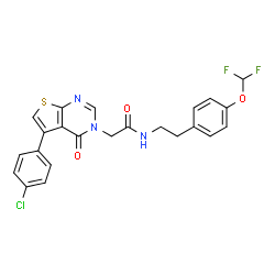 ChemSpider 2D Image | 2-[5-(4-Chlorophenyl)-4-oxothieno[2,3-d]pyrimidin-3(4H)-yl]-N-{2-[4-(difluoromethoxy)phenyl]ethyl}acetamide | C23H18ClF2N3O3S