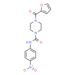 ChemSpider 2D Image | 4-(2-Furoyl)-N-(4-nitrophenyl)-1-piperazinecarboxamide | C16H16N4O5