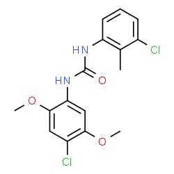 ChemSpider 2D Image | 1-(4-Chloro-2,5-dimethoxyphenyl)-3-(3-chloro-2-methylphenyl)urea | C16H16Cl2N2O3