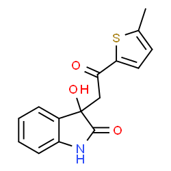 ChemSpider 2D Image | 3-Hydroxy-3-[2-(5-methyl-2-thienyl)-2-oxoethyl]-1,3-dihydro-2H-indol-2-one | C15H13NO3S