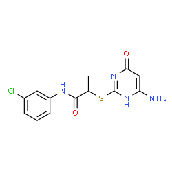 ChemSpider 2D Image | 2-[(4-amino-6-oxo-3H-pyrimidin-2-yl)sulfanyl]-N-(3-chlorophenyl)propanamide | C13H13ClN4O2S