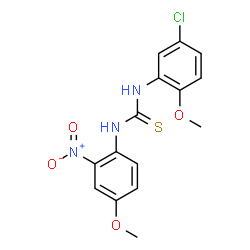 ChemSpider 2D Image | 1-(5-Chloro-2-methoxyphenyl)-3-(4-methoxy-2-nitrophenyl)thiourea | C15H14ClN3O4S