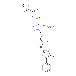 ChemSpider 2D Image | N-{1-[4-Allyl-5-({2-[(5-methyl-4-phenyl-1,3-thiazol-2-yl)amino]-2-oxoethyl}sulfanyl)-4H-1,2,4-triazol-3-yl]ethyl}-2-thiophenecarboxamide | C24H24N6O2S3