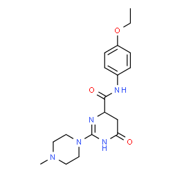 ChemSpider 2D Image | N-(4-Ethoxyphenyl)-2-(4-methyl-1-piperazinyl)-6-oxo-1,4,5,6-tetrahydro-4-pyrimidinecarboxamide | C18H25N5O3