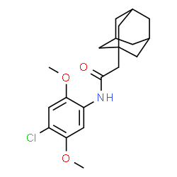 ChemSpider 2D Image | 2-(Adamantan-1-yl)-N-(4-chloro-2,5-dimethoxyphenyl)acetamide | C20H26ClNO3