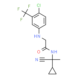 ChemSpider 2D Image | N~2~-[4-Chloro-3-(trifluoromethyl)phenyl]-N-(1-cyano-1-cyclopropylethyl)glycinamide | C15H15ClF3N3O