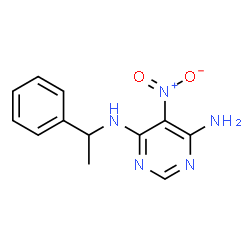 ChemSpider 2D Image | 5-Nitro-N-(1-phenylethyl)-4,6-pyrimidinediamine | C12H13N5O2