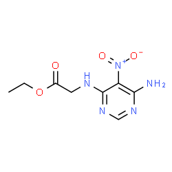 ChemSpider 2D Image | Ethyl N-(6-amino-5-nitro-4-pyrimidinyl)glycinate | C8H11N5O4