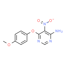 ChemSpider 2D Image | 6-(4-Methoxyphenoxy)-5-nitro-4-pyrimidinamine | C11H10N4O4