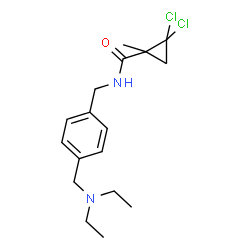 ChemSpider 2D Image | 2,2-Dichloro-N-{4-[(diethylamino)methyl]benzyl}-1-methylcyclopropanecarboxamide | C17H24Cl2N2O