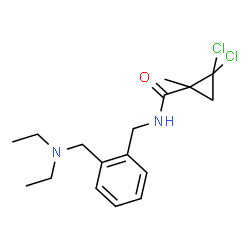 ChemSpider 2D Image | 2,2-Dichloro-N-{2-[(diethylamino)methyl]benzyl}-1-methylcyclopropanecarboxamide | C17H24Cl2N2O