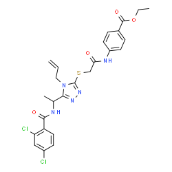 ChemSpider 2D Image | Ethyl 4-({[(4-allyl-5-{1-[(2,4-dichlorobenzoyl)amino]ethyl}-4H-1,2,4-triazol-3-yl)sulfanyl]acetyl}amino)benzoate | C25H25Cl2N5O4S
