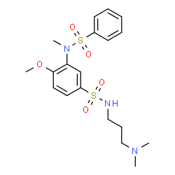 ChemSpider 2D Image | N-[3-(Dimethylamino)propyl]-4-methoxy-3-[methyl(phenylsulfonyl)amino]benzenesulfonamide | C19H27N3O5S2