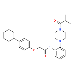 ChemSpider 2D Image | 2-(4-Cyclohexylphenoxy)-N-[2-(4-isobutyryl-1-piperazinyl)phenyl]acetamide | C28H37N3O3