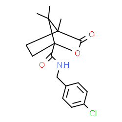 ChemSpider 2D Image | N-(4-Chlorobenzyl)-4,7,7-trimethyl-3-oxo-2-oxabicyclo[2.2.1]heptane-1-carboxamide | C17H20ClNO3