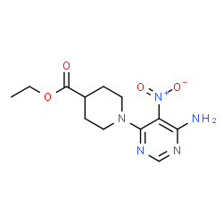 ChemSpider 2D Image | Ethyl 1-(6-amino-5-nitro-4-pyrimidinyl)-4-piperidinecarboxylate | C12H17N5O4