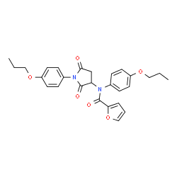 ChemSpider 2D Image | N-[2,5-Dioxo-1-(4-propoxyphenyl)-3-pyrrolidinyl]-N-(4-propoxyphenyl)-2-furamide | C27H28N2O6