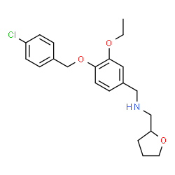 ChemSpider 2D Image | 1-{4-[(4-Chlorobenzyl)oxy]-3-ethoxyphenyl}-N-(tetrahydro-2-furanylmethyl)methanamine | C21H26ClNO3
