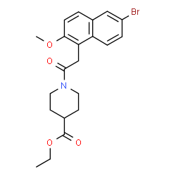 ChemSpider 2D Image | Ethyl 1-[(6-bromo-2-methoxy-1-naphthyl)acetyl]-4-piperidinecarboxylate | C21H24BrNO4