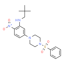 ChemSpider 2D Image | N-(2,2-Dimethylpropyl)-2-nitro-5-[4-(phenylsulfonyl)-1-piperazinyl]aniline | C21H28N4O4S