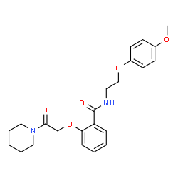 ChemSpider 2D Image | N-[2-(4-Methoxyphenoxy)ethyl]-2-[2-oxo-2-(1-piperidinyl)ethoxy]benzamide | C23H28N2O5