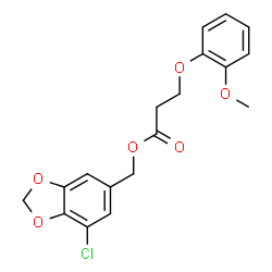 ChemSpider 2D Image | (7-Chloro-1,3-benzodioxol-5-yl)methyl 3-(2-methoxyphenoxy)propanoate | C18H17ClO6