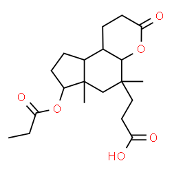 ChemSpider 2D Image | 3-[5,6a-Dimethyl-3-oxo-7-(propionyloxy)dodecahydrocyclopenta[f]chromen-5-yl]propanoic acid | C20H30O6