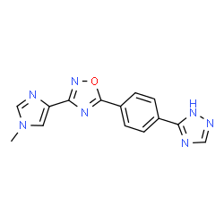 ChemSpider 2D Image | 3-(1-Methyl-1H-imidazol-4-yl)-5-[4-(1H-1,2,4-triazol-3-yl)phenyl]-1,2,4-oxadiazole | C14H11N7O