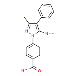 ChemSpider 2D Image | 4-(5-Amino-3-methyl-4-phenyl-1H-pyrazol-1-yl)benzoic acid | C17H15N3O2