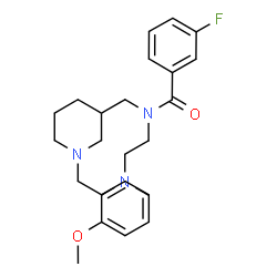 ChemSpider 2D Image | N-[2-(Dimethylamino)ethyl]-3-fluoro-N-{[1-(2-methoxybenzyl)-3-piperidinyl]methyl}benzamide | C25H34FN3O2