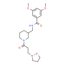 ChemSpider 2D Image | 3,5-Dimethoxy-N-({1-[3-(1,2-oxazolidin-2-yl)propanoyl]-3-piperidinyl}methyl)benzamide | C21H31N3O5