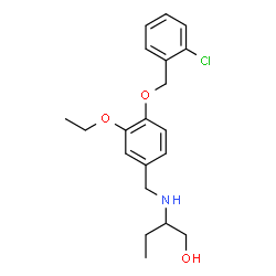 ChemSpider 2D Image | 2-({4-[(2-Chlorobenzyl)oxy]-3-ethoxybenzyl}amino)-1-butanol | C20H26ClNO3
