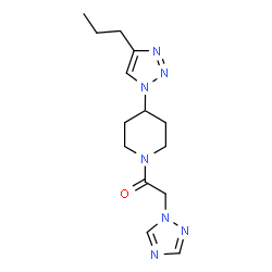 ChemSpider 2D Image | 1-[4-(4-Propyl-1H-1,2,3-triazol-1-yl)-1-piperidinyl]-2-(1H-1,2,4-triazol-1-yl)ethanone | C14H21N7O