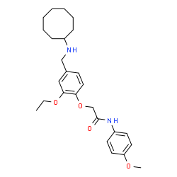 ChemSpider 2D Image | 2-{4-[(Cyclooctylamino)methyl]-2-ethoxyphenoxy}-N-(4-methoxyphenyl)acetamide | C26H36N2O4
