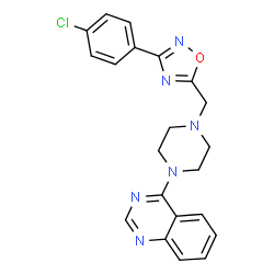 ChemSpider 2D Image | 4-(4-{[3-(4-Chlorophenyl)-1,2,4-oxadiazol-5-yl]methyl}-1-piperazinyl)quinazoline | C21H19ClN6O