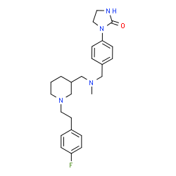 ChemSpider 2D Image | 1-(4-{[({1-[2-(4-Fluorophenyl)ethyl]-3-piperidinyl}methyl)(methyl)amino]methyl}phenyl)-2-imidazolidinone | C25H33FN4O