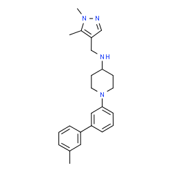 ChemSpider 2D Image | N-[(1,5-Dimethyl-1H-pyrazol-4-yl)methyl]-1-(3'-methyl-3-biphenylyl)-4-piperidinamine | C24H30N4