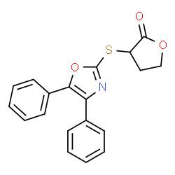 ChemSpider 2D Image | 3-[(4,5-Diphenyl-1,3-oxazol-2-yl)sulfanyl]dihydro-2(3H)-furanone | C19H15NO3S