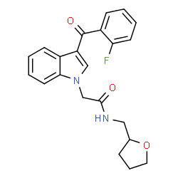 ChemSpider 2D Image | 2-[3-(2-Fluorobenzoyl)-1H-indol-1-yl]-N-(tetrahydro-2-furanylmethyl)acetamide | C22H21FN2O3