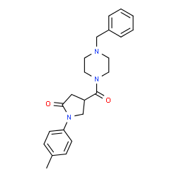 ChemSpider 2D Image | 4-[(4-Benzyl-1-piperazinyl)carbonyl]-1-(4-methylphenyl)-2-pyrrolidinone | C23H27N3O2