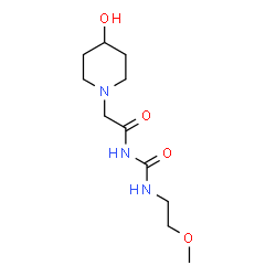 ChemSpider 2D Image | 2-(4-Hydroxy-1-piperidinyl)-N-[(2-methoxyethyl)carbamoyl]acetamide | C11H21N3O4
