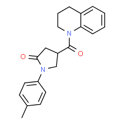 ChemSpider 2D Image | 4-(3,4-Dihydro-1(2H)-quinolinylcarbonyl)-1-(4-methylphenyl)-2-pyrrolidinone | C21H22N2O2