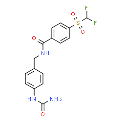 ChemSpider 2D Image | N-[4-(Carbamoylamino)benzyl]-4-[(difluoromethyl)sulfonyl]benzamide | C16H15F2N3O4S