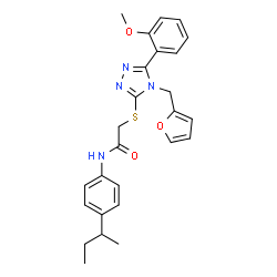 ChemSpider 2D Image | N-(4-sec-Butylphenyl)-2-{[4-(2-furylmethyl)-5-(2-methoxyphenyl)-4H-1,2,4-triazol-3-yl]sulfanyl}acetamide | C26H28N4O3S