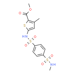 ChemSpider 2D Image | Methyl 3-methyl-5-({[4-(methylsulfamoyl)phenyl]sulfonyl}amino)-2-thiophenecarboxylate | C14H16N2O6S3